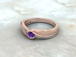 Amethyst Round Gemstone 925 Silver Handmade Solitaire Women Party Wear Ring - £52.99 GBP