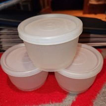 (3) Vintage Tupperware snack cups with lids, clear, also good for condiments, or - £6.15 GBP