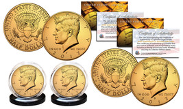 2017 24K GOLD Clad JFK Kennedy Half Dollars 2-Coin Set P&amp;D MINT w/COA &amp; ... - £9.72 GBP