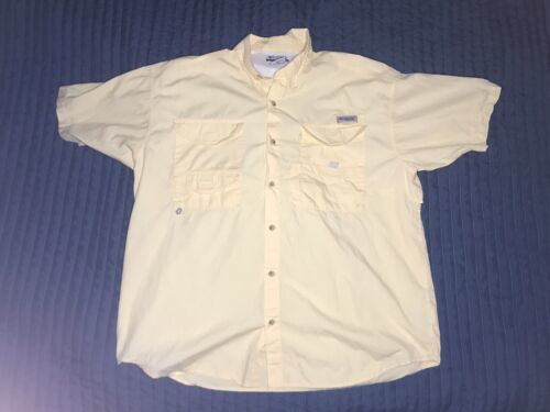 Primary image for Columbia PFG Vented Short Sleeve Fishing Outdoor Shirt Men's Size L Yellow