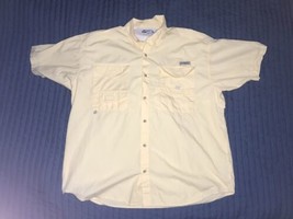 Columbia PFG Vented Short Sleeve Fishing Outdoor Shirt Men&#39;s Size L Yellow - $14.85