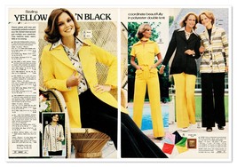 Montgomery Wards Yellow &#39;N Black 70s Fashions Vintage 1977 2-Page Magazi... - $230.91 MXN