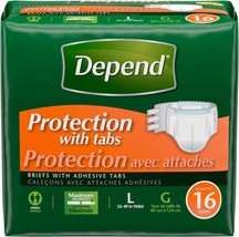 Depend Protection with Tabs Maximum Briefs, Large,16 count - £13.31 GBP