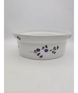 Vtg Casserole Dish White With Purple Flowers Bia Cordon Blue - $30.04 CAD