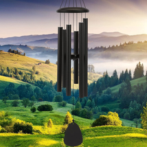 Wind-Chimes-Decor, Deep Soothing Melodic Tones 32&quot; Black Coated Aluminum - £31.32 GBP