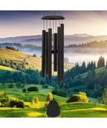 Wind-Chimes-Decor, Deep Soothing Melodic Tones 32&quot; Black Coated Aluminum - £31.69 GBP