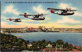 Vtg Postcard U.S. Navy Bombers over the St. Johns River of Jacksonville, Fla - £5.12 GBP