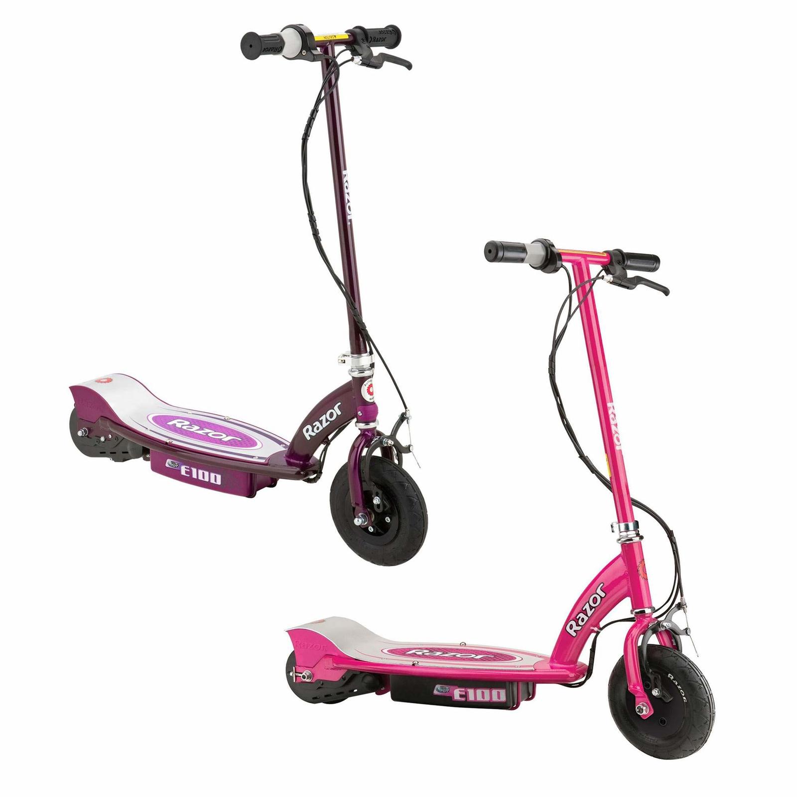 Primary image for 2x Razor E100 Kids Ride On 24V Motorized Powered Electric Scooter: Pink & Purple