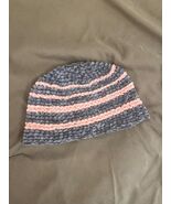 Cozy Handknit Beanie in Grey &amp; Pink - $7.92