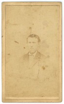 CIRCA 1860&#39;S CDV Featuring Handsome Man Wearing Suit &amp; Tie Poff Loudonville, OH - £7.44 GBP