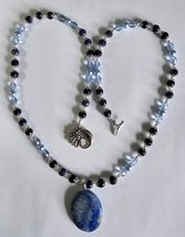 Long Lapis Pendant Necklace Handmade - £23.95 GBP