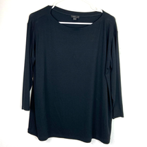 J.Jill Wearever Collection Jersey Knit Tee Shirt Black 3/4 Sleeve Scoop Womens M - £11.31 GBP