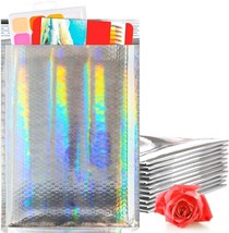 Holographic Metallic Bubble Mailers, 9.5 x 13.5 Inches. Pack of 25 Bright... - £24.53 GBP