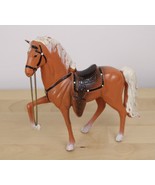 Vtg Painted Pot Metal PALOMINO HORSE Figure Western Saddle about 6&quot; Tall... - £11.79 GBP