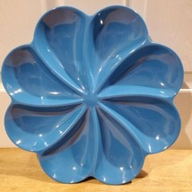 NEW Blue Flower Petal Melamine Divided Platter Tray for Appetizers or Vegetables - £15.17 GBP