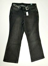 Venezia Lane Bryant Black Denim Belted Back Flap Pockets Jeans Women Size 16 New - £29.91 GBP