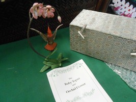 Beautiful FRANKLIN MINT Ruby Topaz &amp; Orchid Flower by Alan Singer in Gre... - $39.19