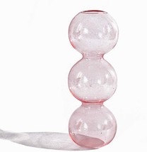 Jspyfits Hydroponic Flower Vase, Three Balls 6.5” Tall Transparent Plant, Pink - £23.78 GBP