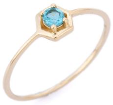 14K Yellow Gold Blue Topaz Ring - £106.06 GBP