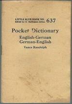 Pocket Dictionary English-German German-English Little Blue Book #637 Haldeman [ - £30.38 GBP