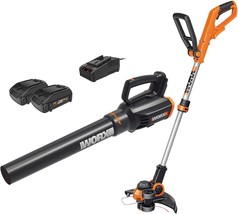 Grass Weed Edger, 20V, 2 Batteries, Worx Cordless String Trimmer And Blower - $194.99