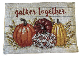 Thanksgiving Tapestry Placemats 13x18&quot; Set of 4 Gather Together Fall Har... - £27.32 GBP