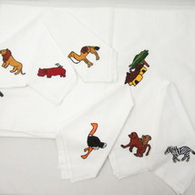 Embroidered Safari Animals White 13-PC 60 x 100 Oblong Tablecloth and Na... - £102.26 GBP