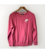 Nike Just Do It Swoosh Pink Long Sleeve Pullover Sweatshirt Women&#39;s L - $26.40 CAD