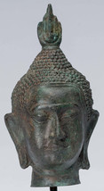 Buddha Head - Antique Thai Style Sukhothai Mounted Bronze 17cm/7&quot; - £190.92 GBP