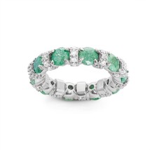 Sterling Silver Clear CZ and Green Ice Eternity Ring - £64.53 GBP