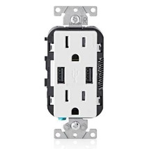 Leviton Decora 3.6A USB Charger with 15 Amp Tamper-Resistant Outlet, White - £11.60 GBP