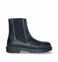 Unisex black boots vegan leather chelsea pull on casual office flats rid... - $160.00
