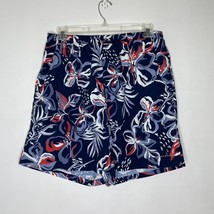 Columbia Large Swim Trunks Red White Blue Floral 8&quot; Board Shorts Tropica... - $27.38 CAD