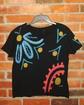 Hand Painted Abstract Floral Art Raw Edge Women&#39;s T-shirt Unisex Size M - $25.50