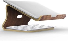 Laptop Stand Wood, Wooden Cooling Computer Holder, Notebooks Desktop Mount [Waln - £59.33 GBP
