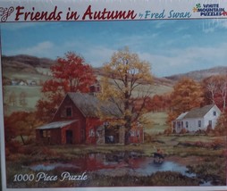 White Mountain Puzzle &#39;Friends In Autumn&#39; 1000pc Sealed 24X30 Larger Pieces New - £14.93 GBP