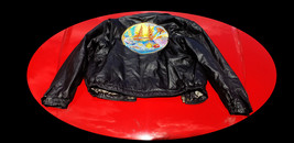 Vintage Disney  Leather Jacket - Adult size S Black coat - large embroidered Aut - £233.92 GBP