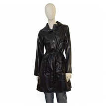 Rains Black Lightweight Hooded w. Belt PU Trench Jacket size XXS/ XS - $78.21