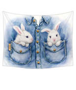Kids Adorable Animal Drawings Pocket Bunnies Tapestry - $40.61 CAD+