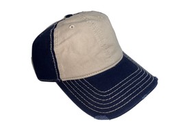 New Blue Tan Distressed Dad Hat Cap Adjustable Curved Back Adult Ripped - £5.74 GBP