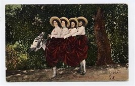 4 Women on a Donkey Postcard 1900 4 Queens on a Jack - £11.17 GBP