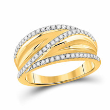 10kt Yellow Gold Womens Round Diamond Crossover Fashion Ring 1/3 Cttw - £605.95 GBP