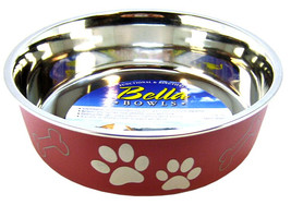 Loving Pets Merlot Stainless Steel Dish With Rubber Base Medium - 1 coun... - £14.21 GBP
