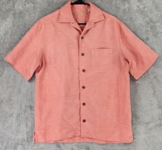 Caribbean Shirt Mens Small Peach Hawaiian Casual Dad Button Up Short Sleeve - £18.62 GBP