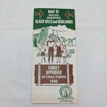 Map Of South Dakotas Black Hills And Badlands Family Approve Attractions 1966 - £15.45 GBP
