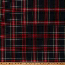 Wool Blend Tartan Plaid Holiday Navy Red Green Yellow Fabric by the Yard A611.16 - £15.69 GBP