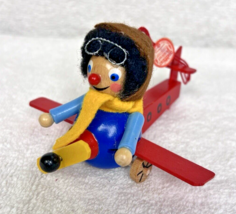 Steinbach Christmas Ornament Airplane w Pilot Original Label 4.5 x 2 3/4 In - $452.20 MXN