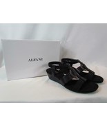 NIB Alfani Step Flex Black With Faux Snake Material Wedge Heel Sandal SZ 7M - $35.14