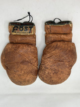 Boxing Gloves VTG 1950&#39;s Leather POST Man Cave Barware Display Lace Up - $197.99