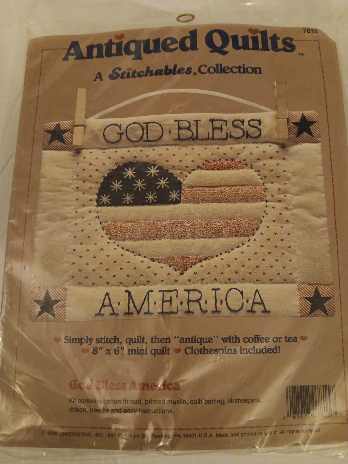 Antiqued Quilts God Bless America Mini Quilt Kit 8" x 6" Finished Size New Kit - $19.99